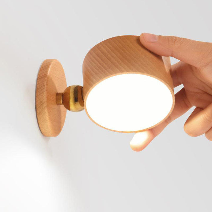 Skanto | Einfache Holz USB Wiederaufladbare Touch Magnet LED Nachtlicht Wandlampe