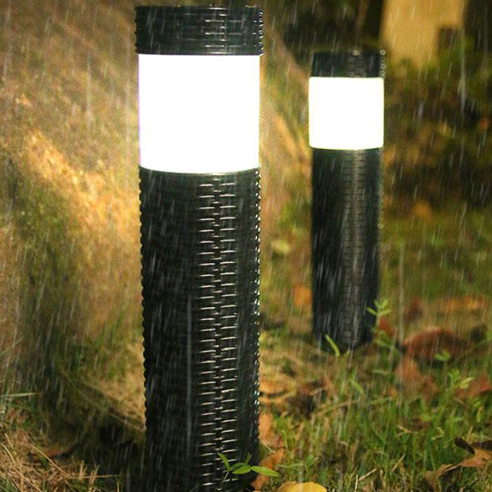 Skanto | Solar-Rattan-Zylinder LED-Garten-Rasen-Einbauleuchte für den Außenbereich