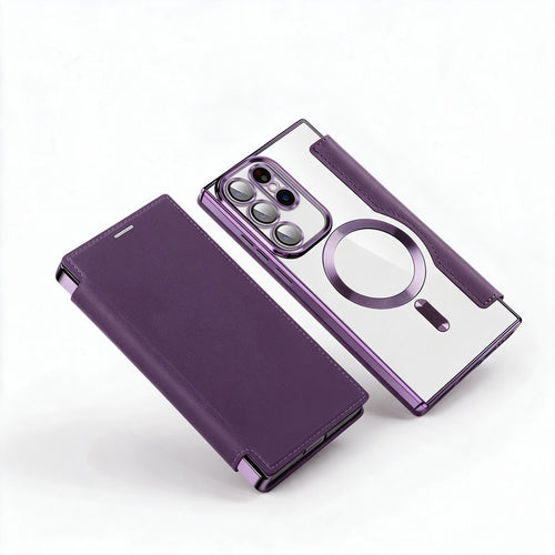 Magnetische Samsung Flip-Hülle | Lederoptik mit Kartenfach