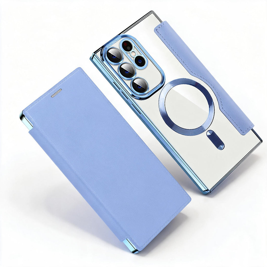Magnetische Samsung Flip-Hülle | Lederstruktur mit Ringhalter