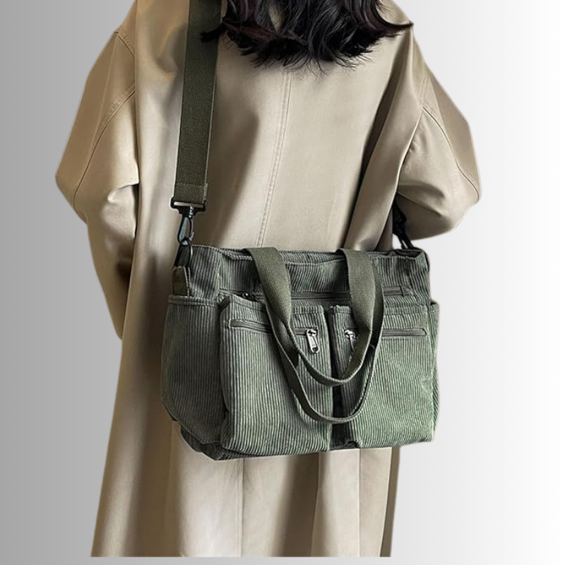 Skanto | Urban Cord Tote Stylische Cord-Schultertasche – Geräumige, praktische & funktionale Alltagstasche