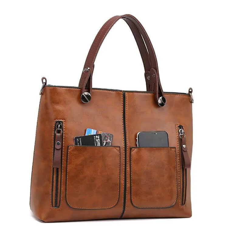Skanto | Elly – Vintage Leder-Schultertasche für Damen | Handgefertigt und elegantes Design