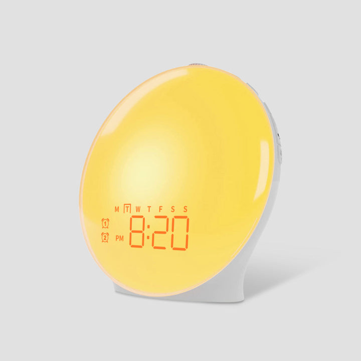 Skanto Skanto | Luxuriöse Sonnenaufgangs-Simulations-Weckerlampe | Beruhigende Klänge, Stimmungslicht & Dual-Alarm für entspannte Morgen