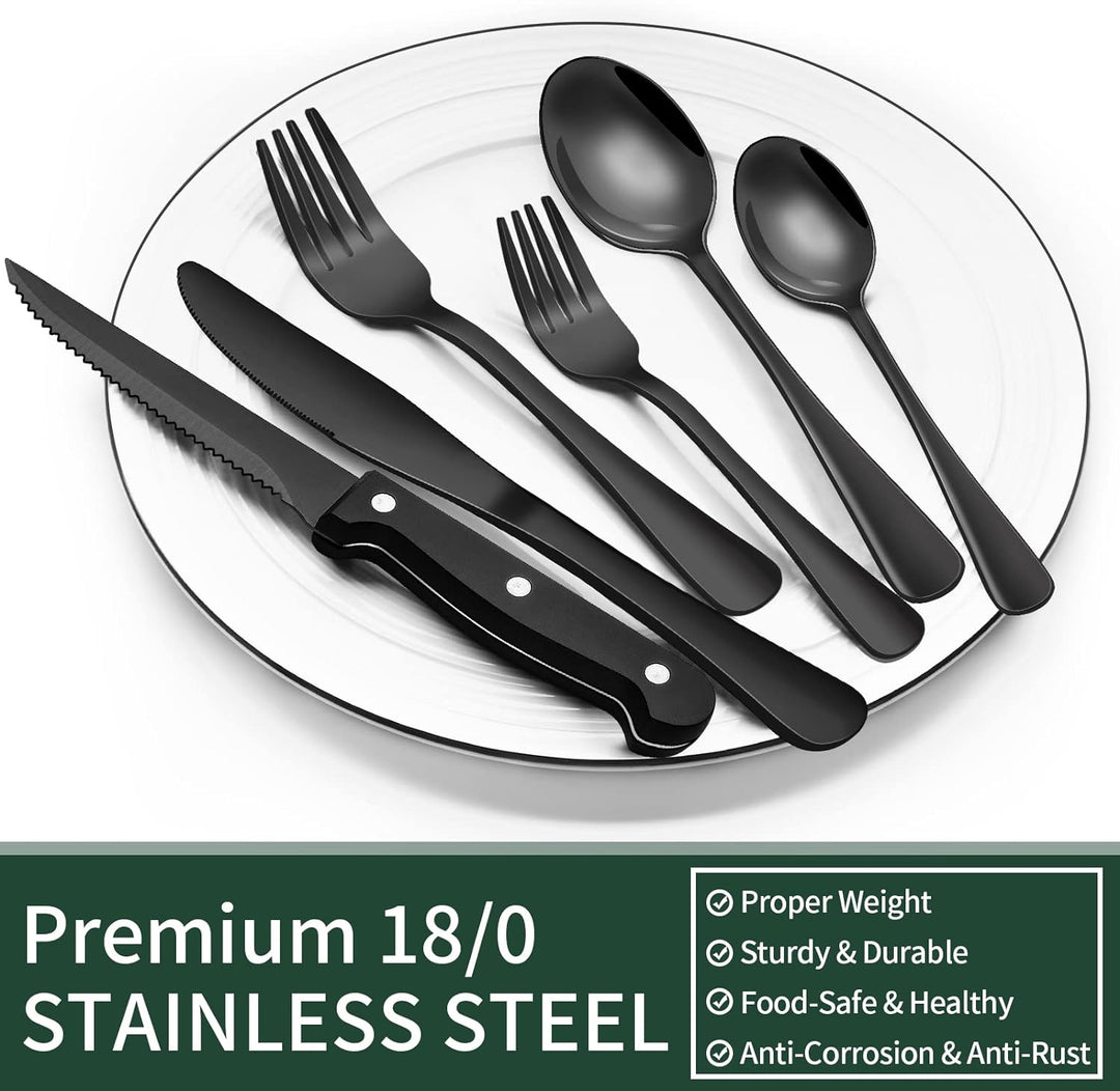 Skanto | 24-teiliges Besteckset | Edelstahl | Schwarzes Design