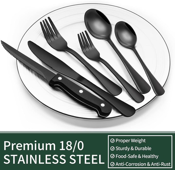 Skanto | 24-teiliges Besteckset | Edelstahl | Schwarzes Design