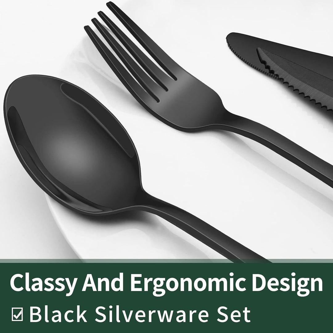 Skanto | 24-teiliges Besteckset | Edelstahl | Schwarzes Design