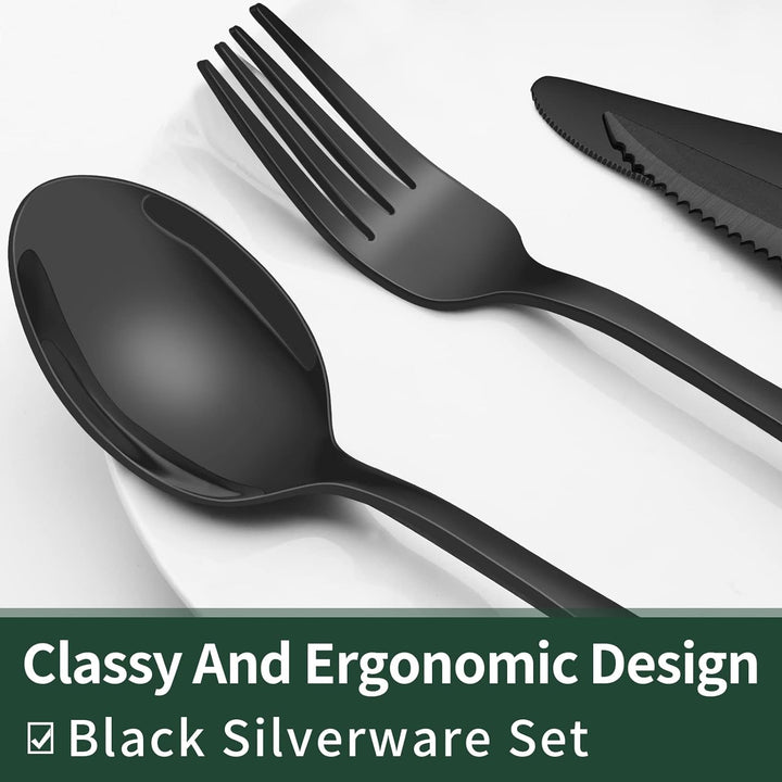 Skanto | 24-teiliges Besteckset | Edelstahl | Schwarzes Design