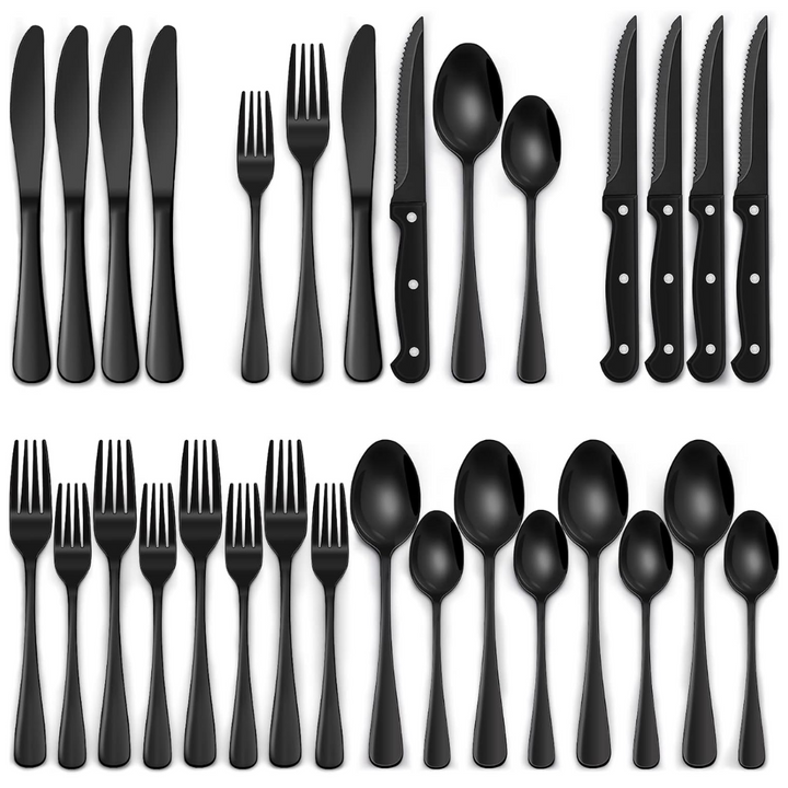 Skanto | 24-teiliges Besteckset | Edelstahl | Schwarzes Design