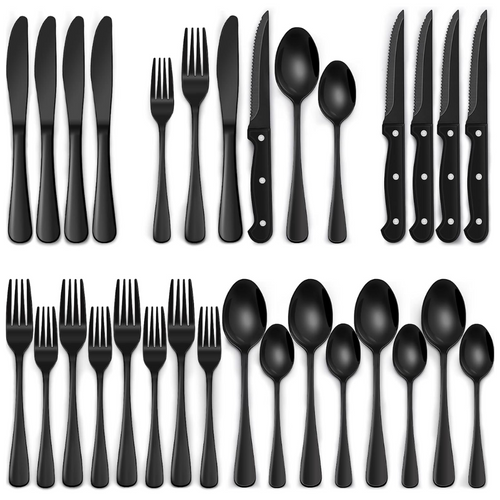 Skanto | 24-teiliges Besteckset | Edelstahl | Schwarzes Design