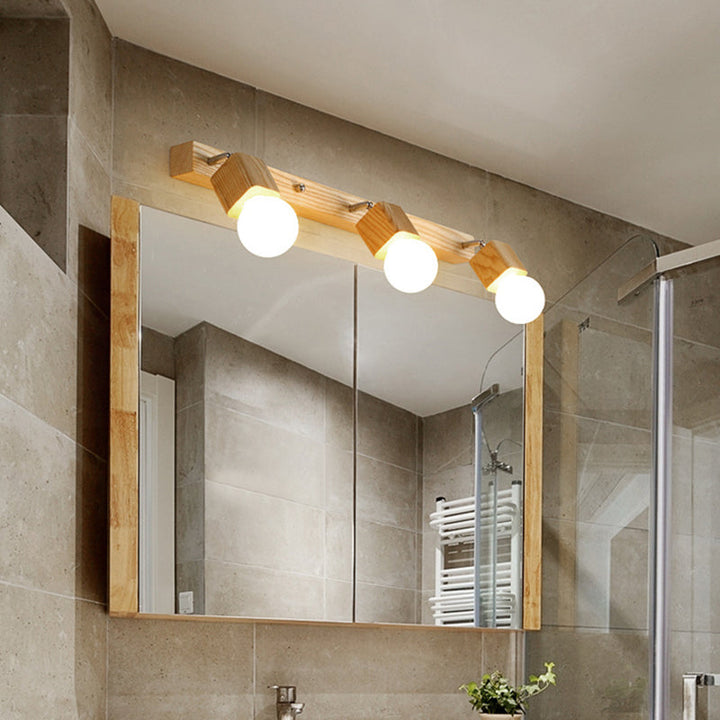 Skanto | Moderner Schminkspiegel aus Holz mit verstellbarem Wandarm, Bad-Wandleuchten