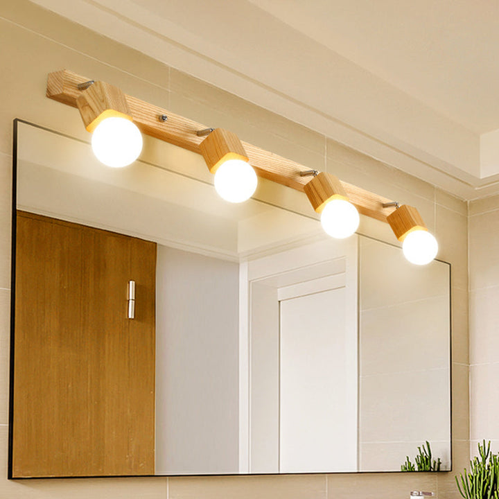 Skanto | Moderner Schminkspiegel aus Holz mit verstellbarem Wandarm, Bad-Wandleuchten
