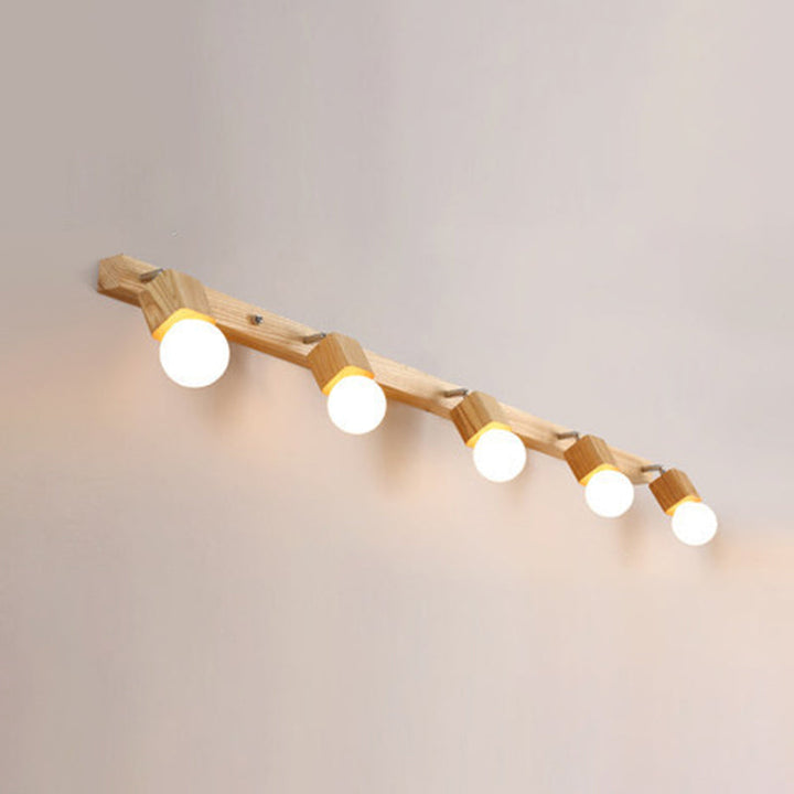 Skanto | Moderner Schminkspiegel aus Holz mit verstellbarem Wandarm, Bad-Wandleuchten