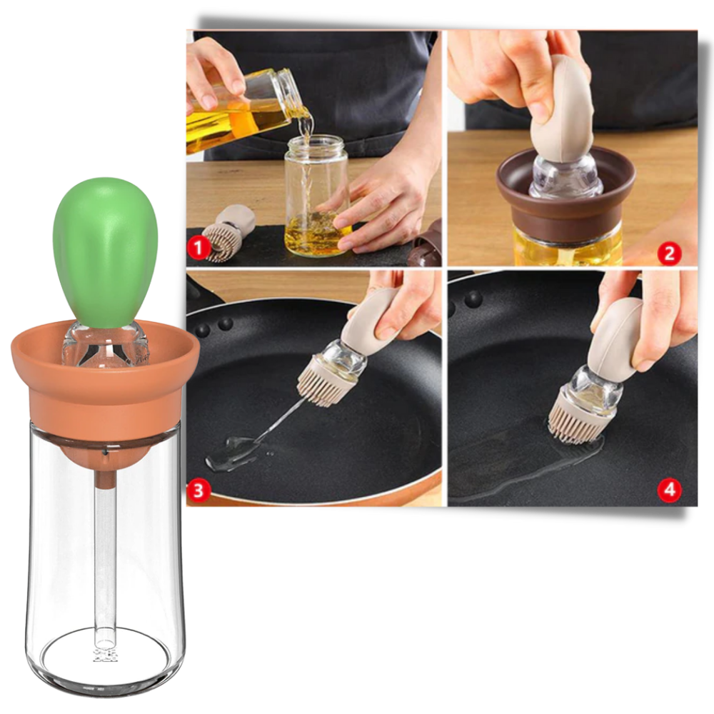 Glas-Ölflasche mit Pinsel