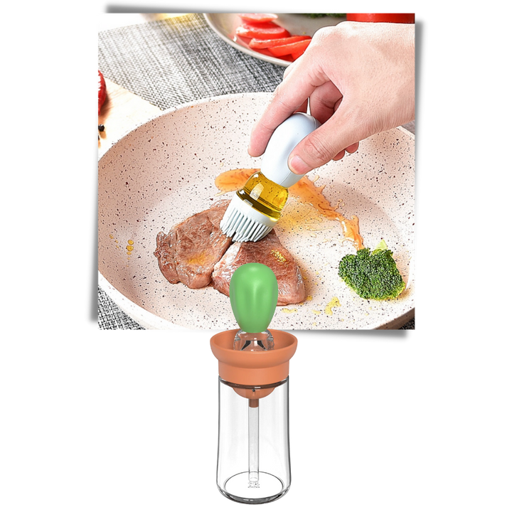 Glas-Ölflasche mit Pinsel