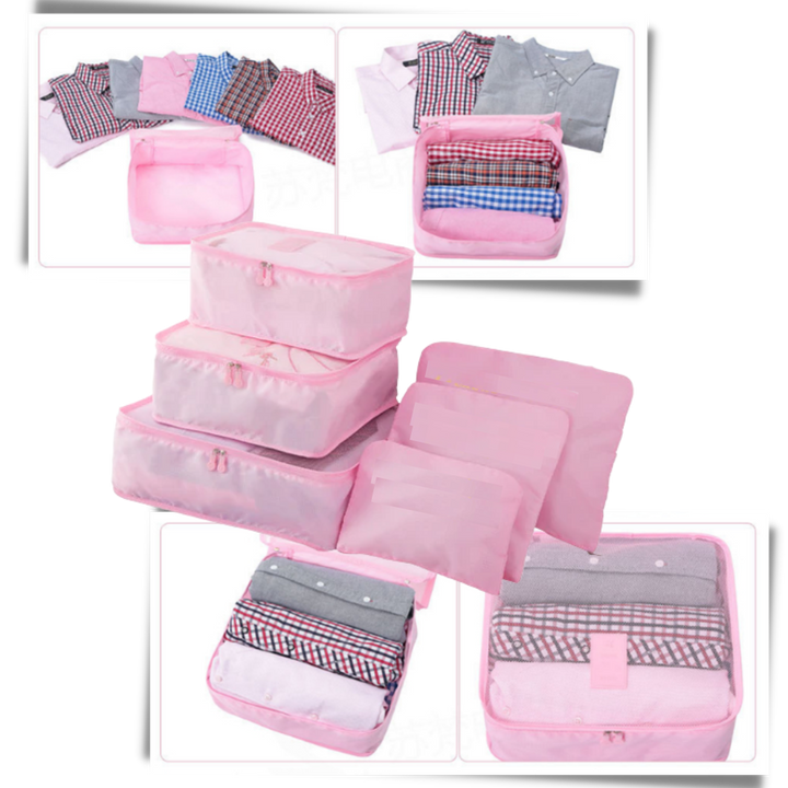 Set aus 6 kleinen Reisetaschen für Koffer