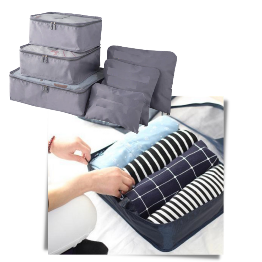 Set aus 6 kleinen Reisetaschen für Koffer