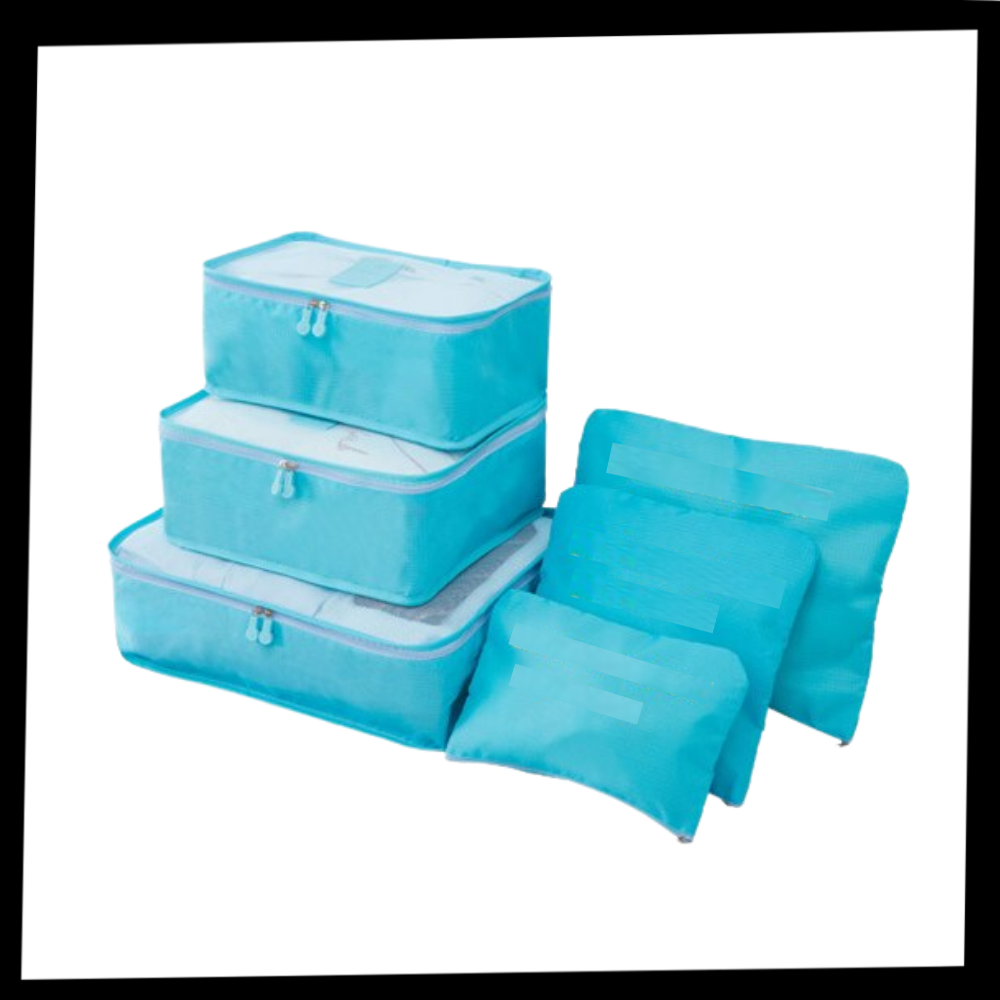 Set aus 6 kleinen Reisetaschen für Koffer