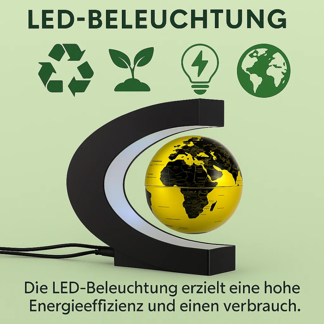Skanto | AstroGlobe LED Weltkugel – Schwebende Globuslampe mit Magnetschwebebahn