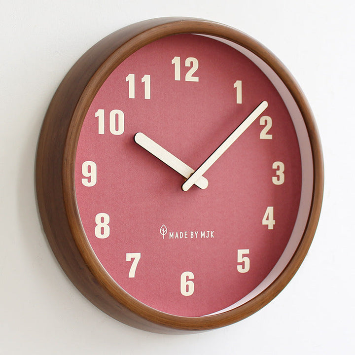 Skanto | Runde geräuschlose Wanduhr aus Naturholz, dekorative Uhr