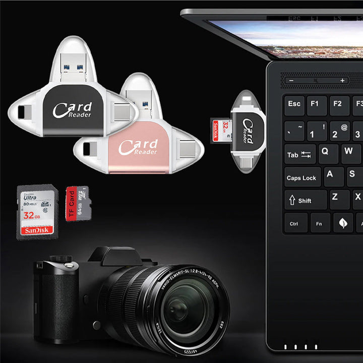 Skanto | 4-in-1 Universal SD TF Kartenleser mit mehreren Anschlüssen