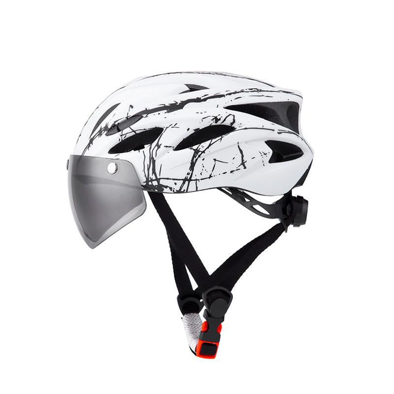 Skanto | Fahrradhelm mit Brille, Visier und LED-Rücklicht