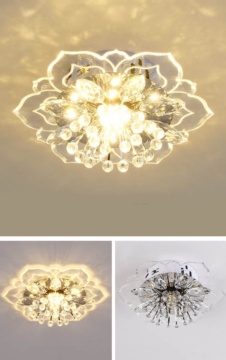 Skanto | GlowPetal LED-Kristall-Deckenleuchte | Blumenförmig | Modernes Design | Energiesparend | Dekorative Beleuchtung