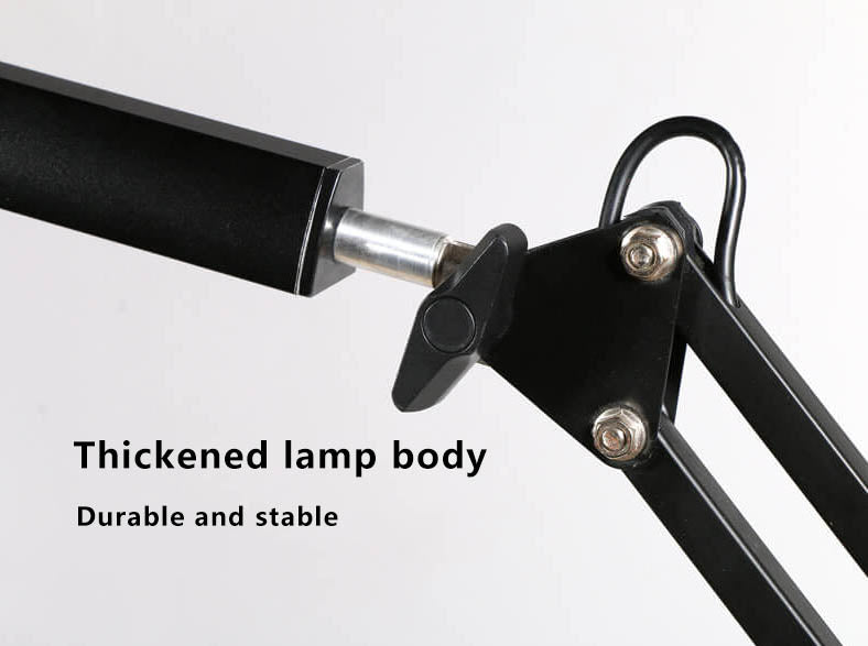 Skanto | LED-Klapp-Leselampe mit langem Arm, Klemme, Augenschutz und USB