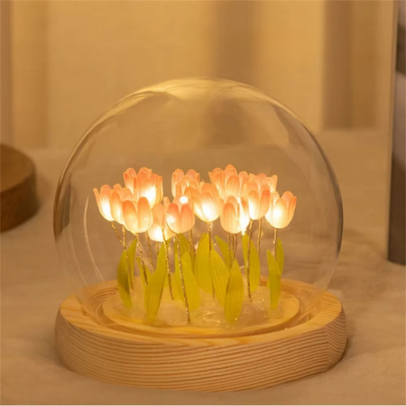 Skanto | Handgemachte Künstliche Tulpen-LED-Nachtlicht-Tischlampe für Schlafzimmer und Geschenkdeko