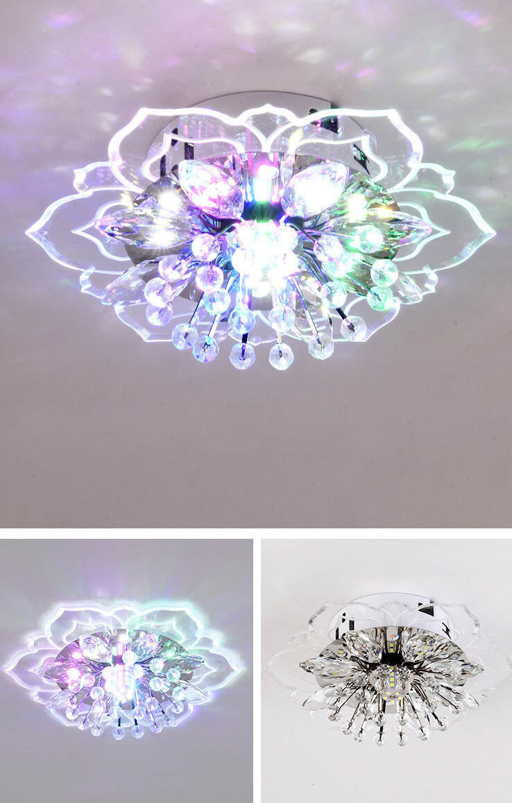 Skanto | GlowPetal LED-Kristall-Deckenleuchte | Blumenförmig | Modernes Design | Energiesparend | Dekorative Beleuchtung