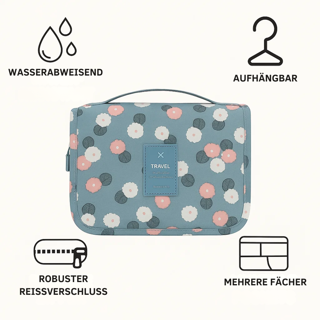 Skanto | TravelEase – Wasserabweisende Kulturtasche mit Haken und Fächern | Reise-Kulturtasche