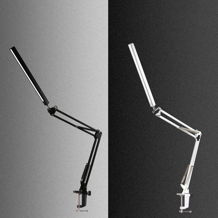 Skanto | LED-Klapp-Leselampe mit langem Arm, Klemme, Augenschutz und USB