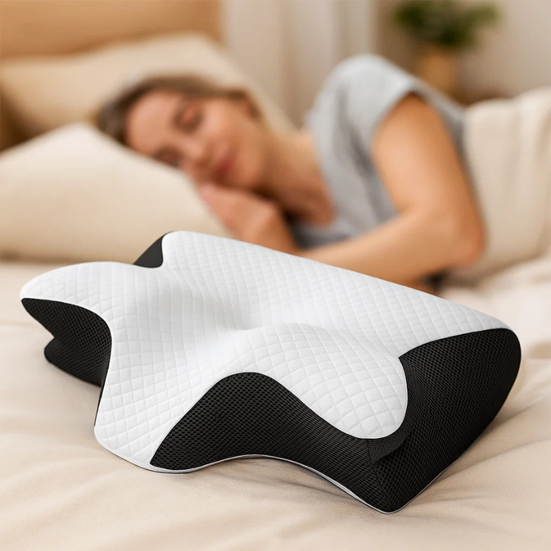 Skanto | Memory Foam Nackenkissen | Ergonomisches 2-in-1-Design zur Linderung von Nackenschmerzen & für komfortablen Schlaf