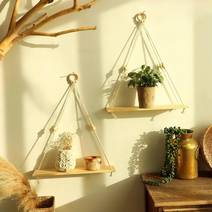 Skanto | Wandregal – Holz – Hängeregale – Boho-Wohndekor – Raumdekoration