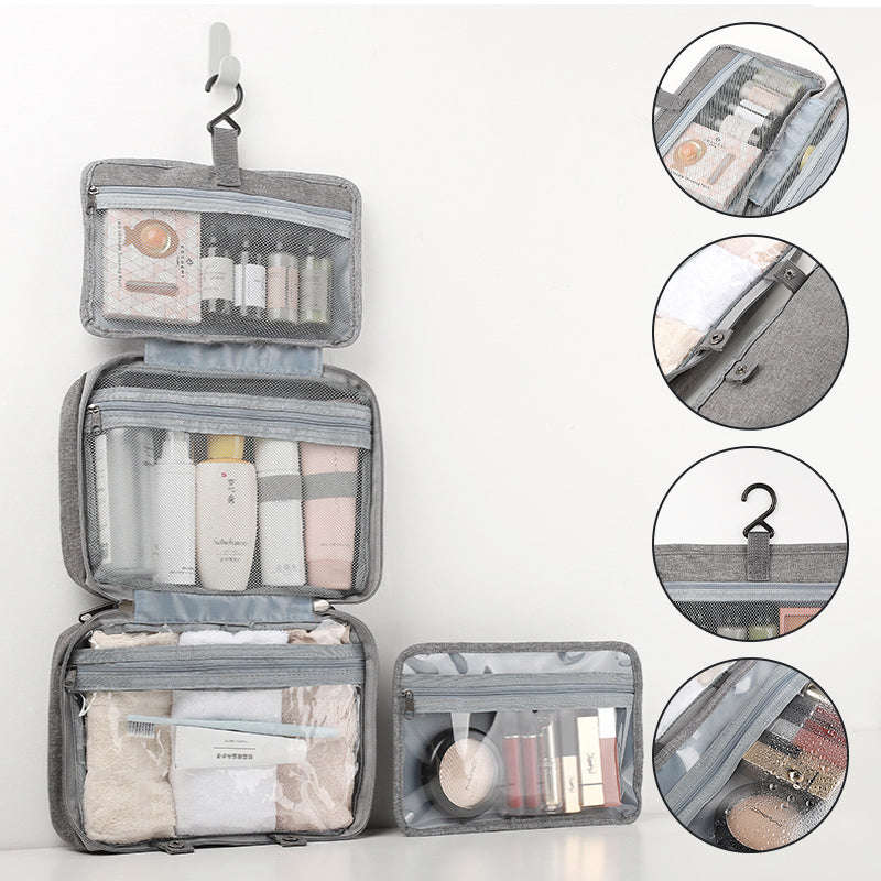 Skanto Skanto | Travelique Reise-Kosmetik-Organizer | Kompakt & Wasserabweisend | Mit 4 Fächern & 360°-Haken | Für Frauen & Männer