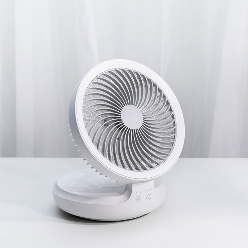 Skanto | Wiederaufladbarer faltbarer Tischventilator, mit vier Modi, Nachtlicht und einstellbarem Winkel, für Studium, Schlaf, Arbeit und Outdoor-Nutzung