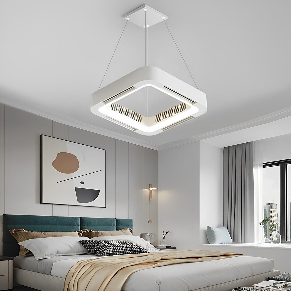 Skanto | Moderner blattloser Deckenventilator mit LED-Beleuchtung und Kronleuchter