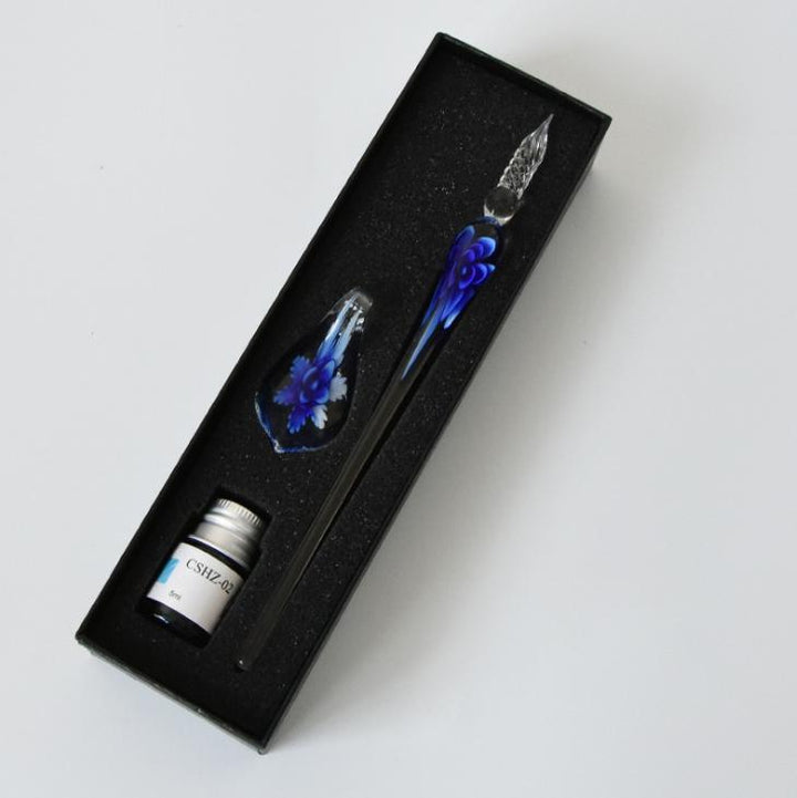 Glas-Kalligraphie-Stift-Set mit Tinte und Stifthalter