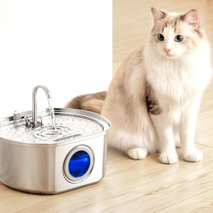 Skanto | Skanto Felindra Katzenbrunnen | Edelstahl | Fließendes Wasser für bessere Hydration | Leise & Hygienisch | 2,5 L Fassungsvermögen