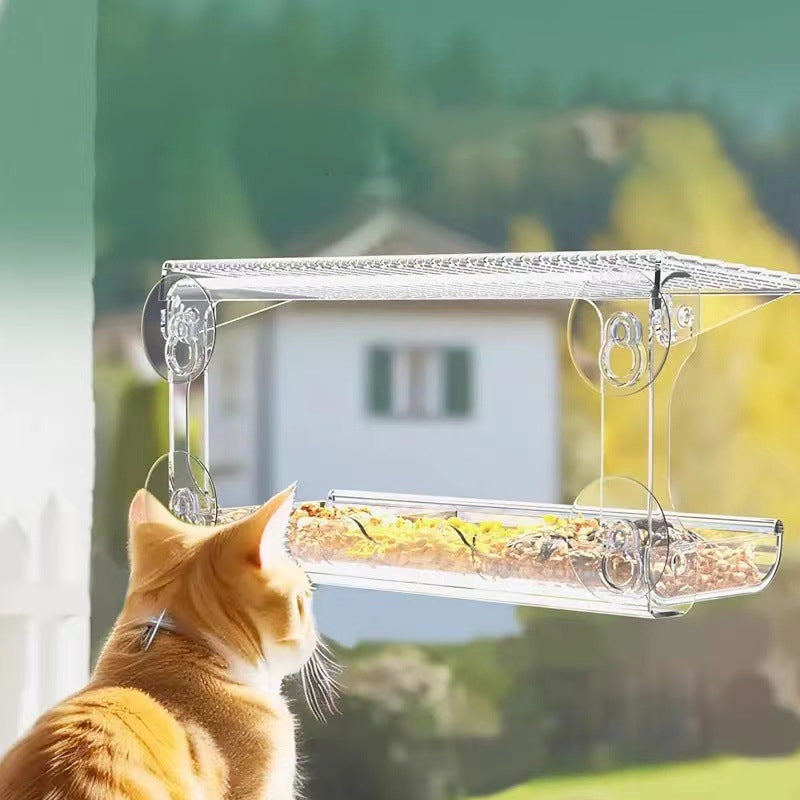 Skanto | Vogelfutterhaus für draußen mit Saugnapf und Klarsichtfenster