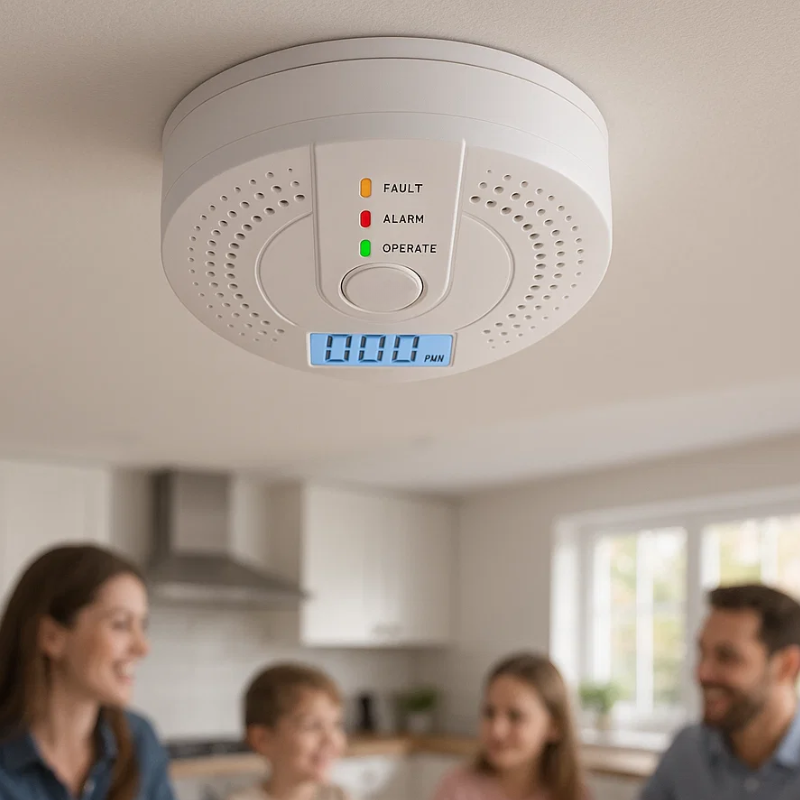 Skanto | Kohlenmonoxidmelder | Zuverlässiger Alarmsensor mit LCD-Bildschirm für die Haussicherheit