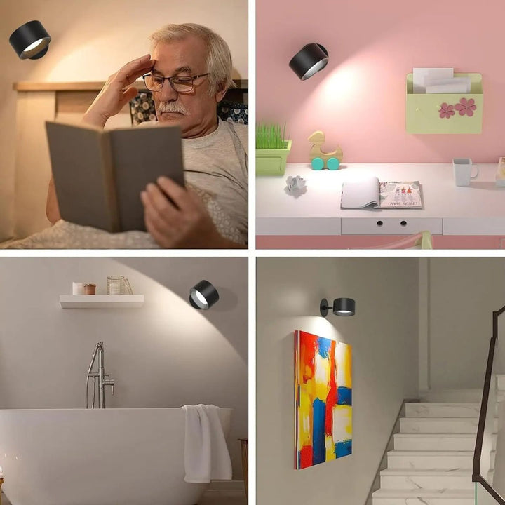 Skanto | Kabellose wiederaufladbare 360°-Wandleuchte | Energiesparende LED, Touch-Steuerung & vielseitige Heimbeleuchtung