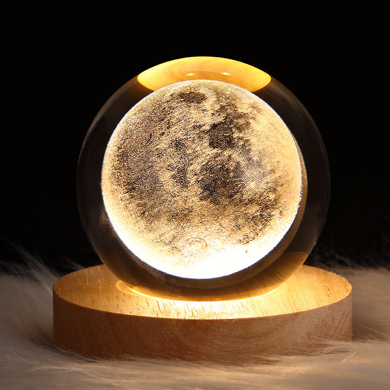 Skanto | LED Galaxy Nachtlicht Kristallkugel Tischlampe 3D Planet Mond Lampe Schlafzimmer Heimdeko für Kinder Party Geburtstagsgeschenke