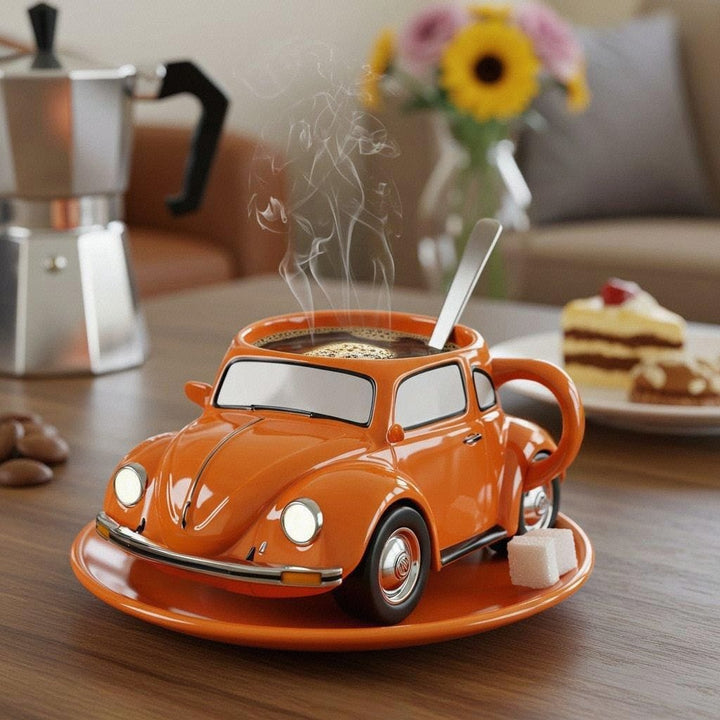 Skanto | RetroCar Keramik-Kaffeetasse – Einzigartiges 3D-Design für Kaffee & Tee