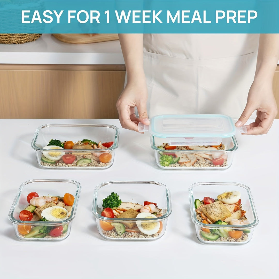 Skanto | 8er-Pack Glas-Lebensmittelbehälter – Luftdichte Meal Prep Bento Boxen mit auslaufsicheren Verschlussdeckeln, Mikrowellen-, Ofen-, Gefrier- & Spülmaschinenfest, BPA-frei