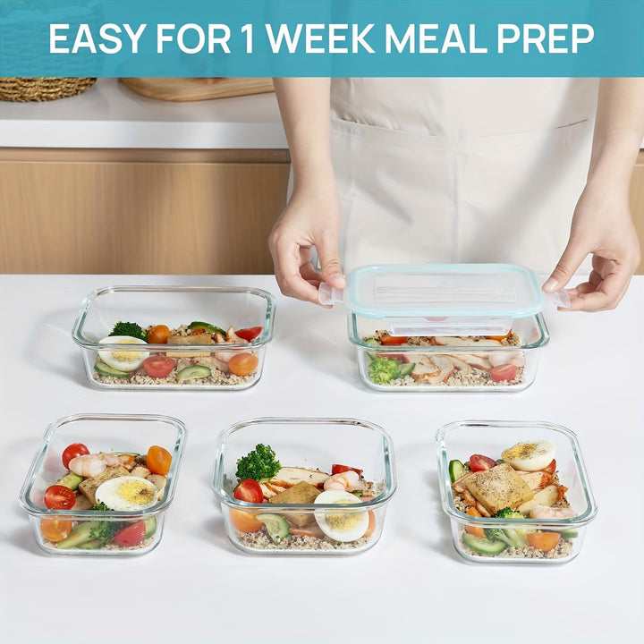 Skanto | 8er-Pack Glas-Lebensmittelbehälter – Luftdichte Meal Prep Bento Boxen mit auslaufsicheren Verschlussdeckeln, Mikrowellen-, Ofen-, Gefrier- & Spülmaschinenfest, BPA-frei
