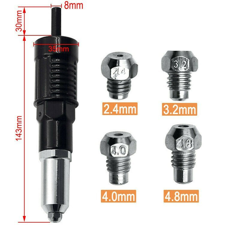 Skanto | Professionelles Nietpistolen-Adapter-Set mit 4 verschiedenen passenden Düsenbolzen