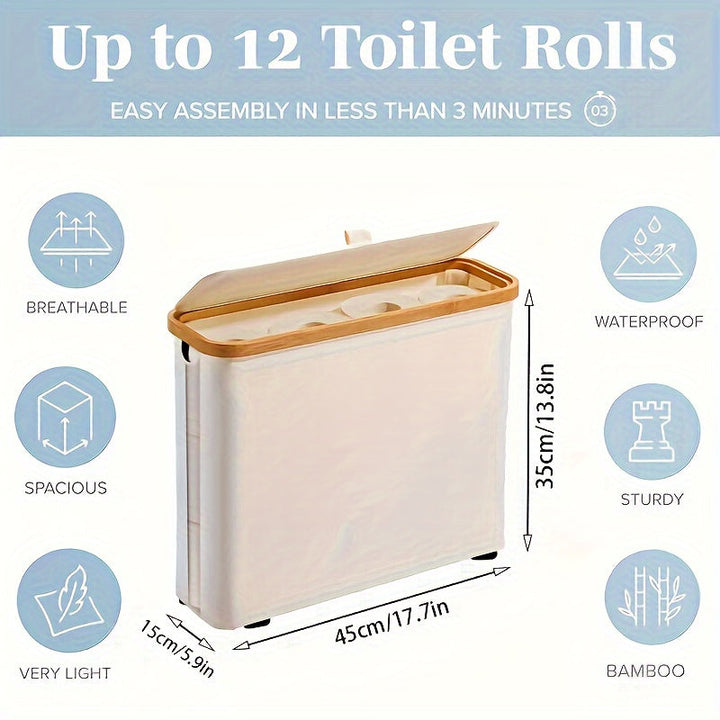 Skanto | Bambus-Toilettenpapierhalter für 12 Rollen – Geräumiger, atmungsaktiver & leichter Badezimmer-Organizer