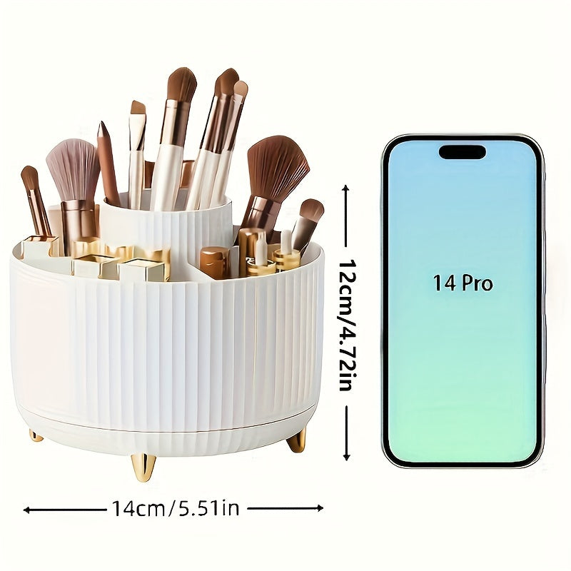 Skanto | GlamSpin – 360° drehbarer Make-up- & Schreibtisch-Organizer mit 5 Fächern