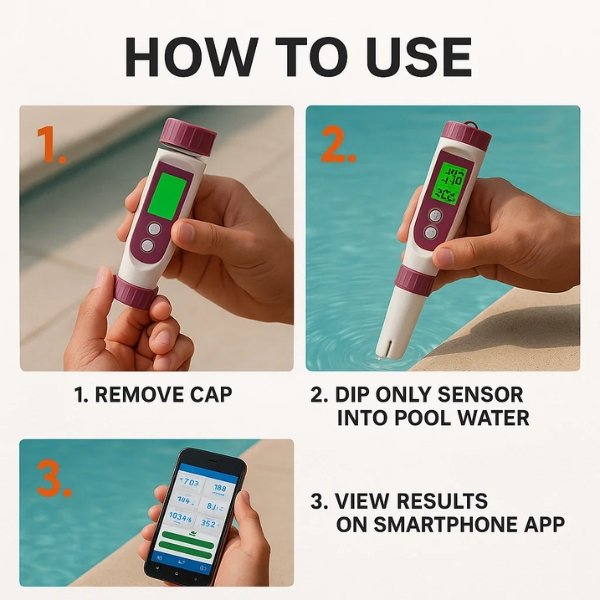 Skanto | Digitaler Pooltester – pH- und Chlormeter zur einfachen pH-Messung im Poolwasser