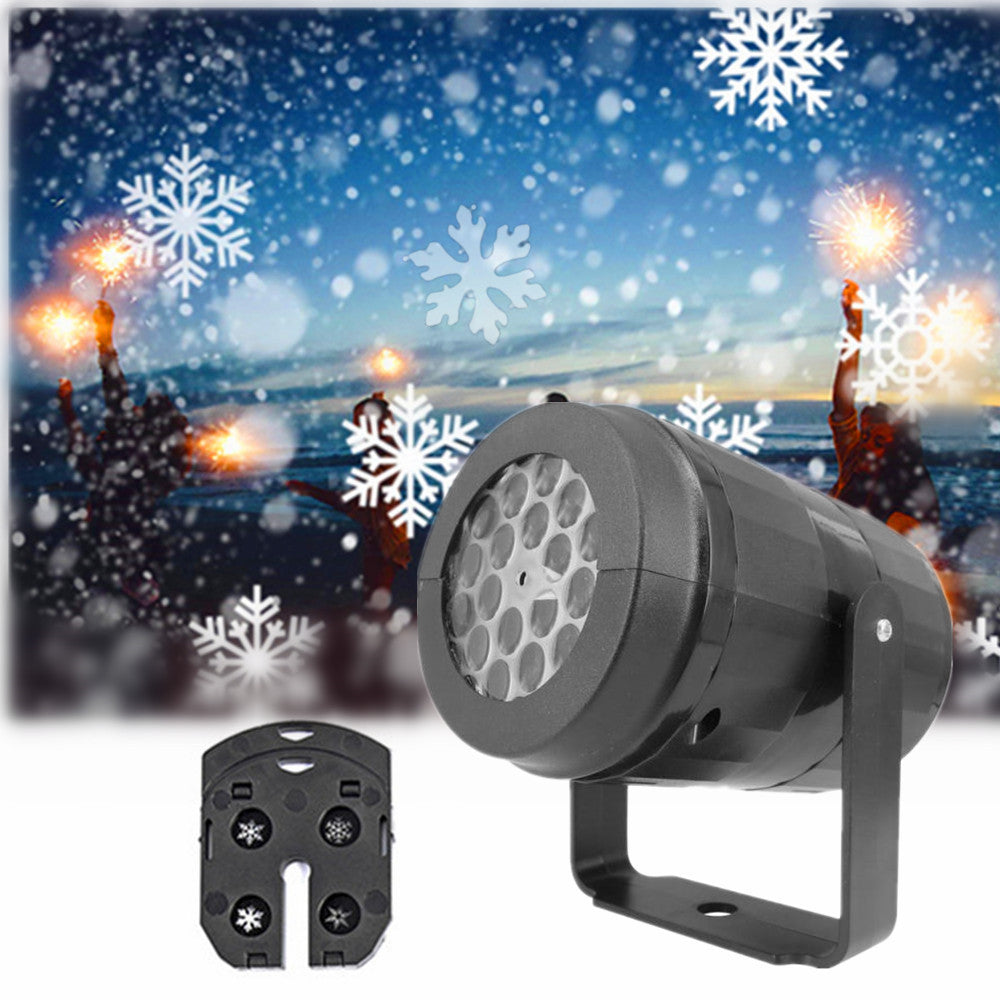 Skanto | LED-Schneeflocken-Weihnachtsprojektor-Lichtshow – Wasserdichte Außenlampe mit 16 Mustern